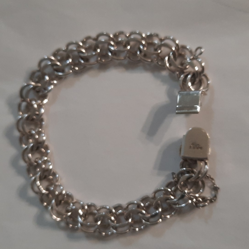 Elco Sterling Silver Charm Double Chain Bracelet